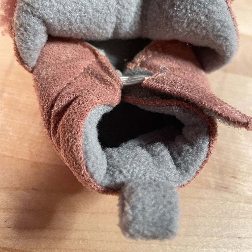 Pink Infant Booties with Ears